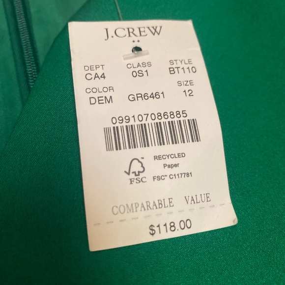 NWT J Crew Sleeveless V-Neck Shift Dress in Green Size 12 - Picture 5 of 7